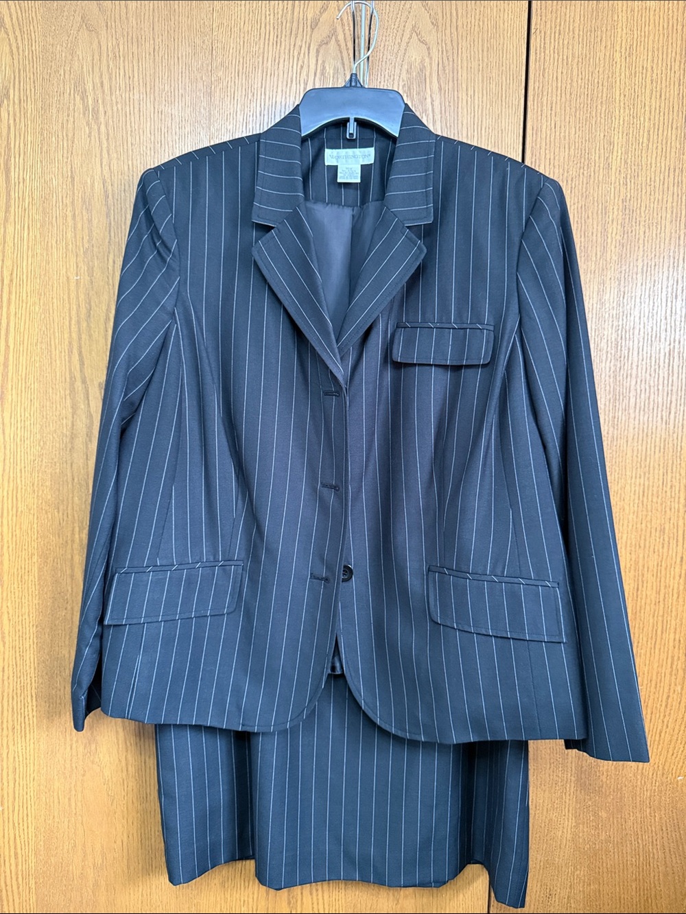 Worthington Women's Pinstripe Two-Piece Blazer Suit - Black